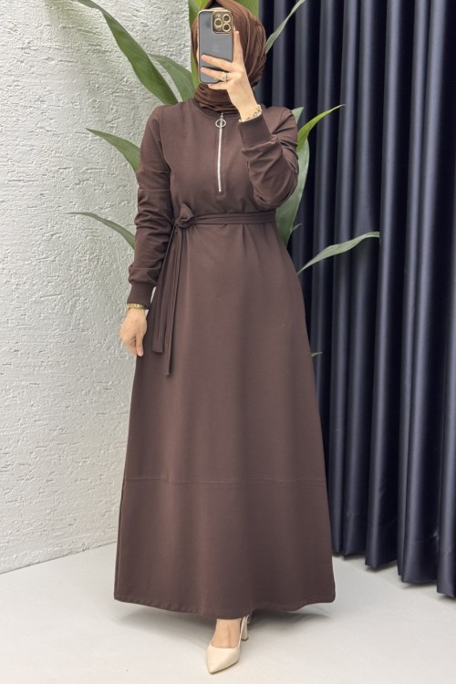 Fulya Elbise Tesettür Giyim  Kahverengi