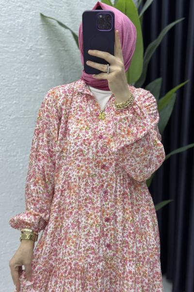 Gelincik Elbise Tesettür Giyim Pembe