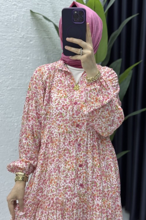 Gelincik Elbise Tesettür Giyim Pembe