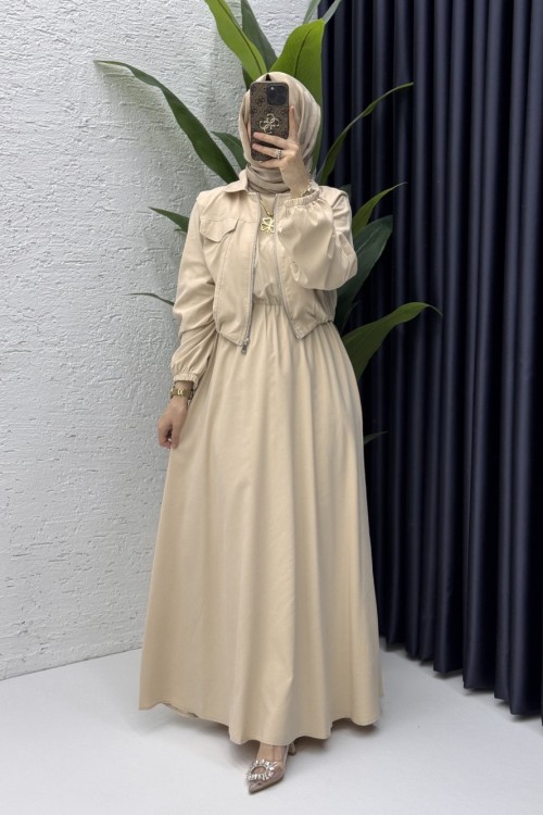 Gökçe Elbise Tesettür Giyim  Taş Rengi