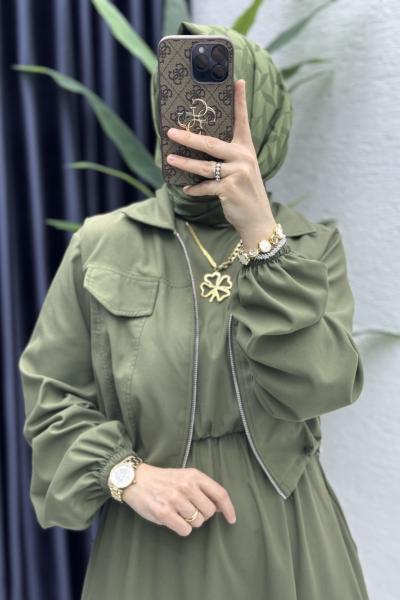 Gökçe Elbise Tesettür Giyim Haki