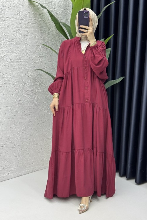 Hale Elbise Tesettür Giyim Bordo