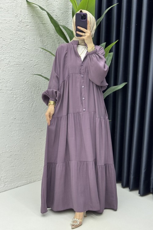 Hale Elbise Tesettür Giyim Mürdüm