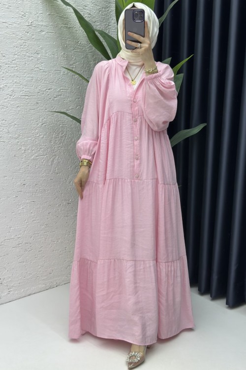 Hale Elbise Tesettür Giyim Pembe