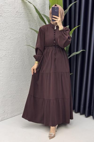 Handan Elbise Tesettür Giyim Kahverengi