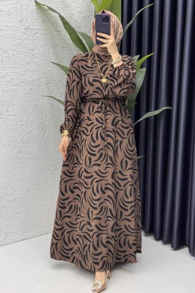 Hanne Elbise Tesettür Giyim Kahverengi