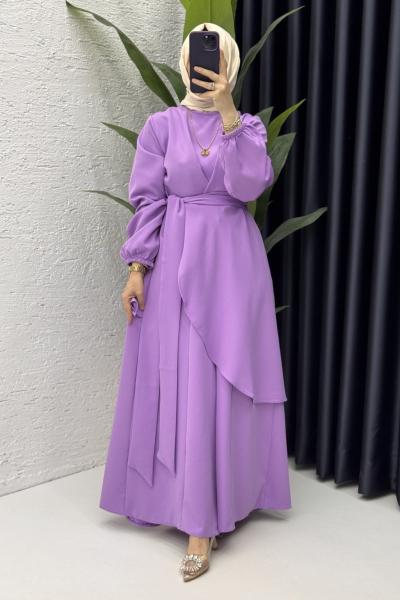 Hanzade Takım Tesettür Giyim Lila