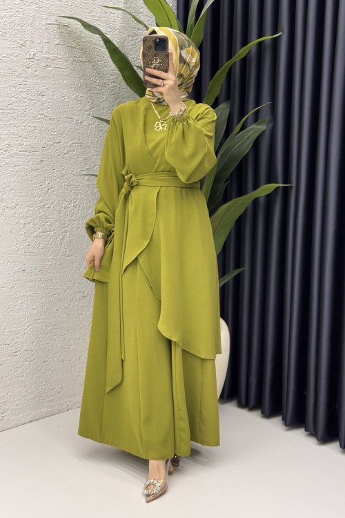 Mahinur Takım Tesettür Giyim  Açık Haki