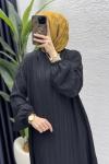 Hare Elbise Tesettür Giyim  Siyah