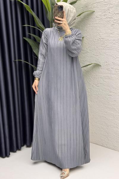 Hare Elbise Tesettür Giyim  Gri