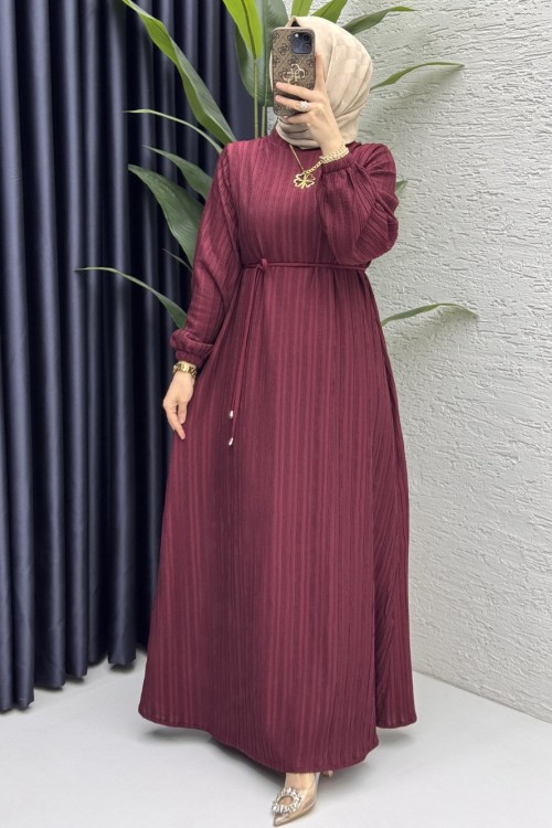 Hare Elbise Tesettür Giyim  Bordo