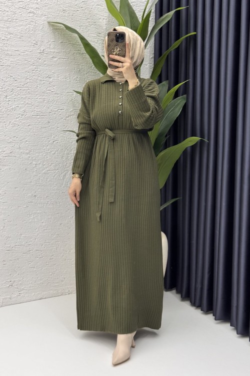 Hazen Elbise Tesettür Giyim  Haki