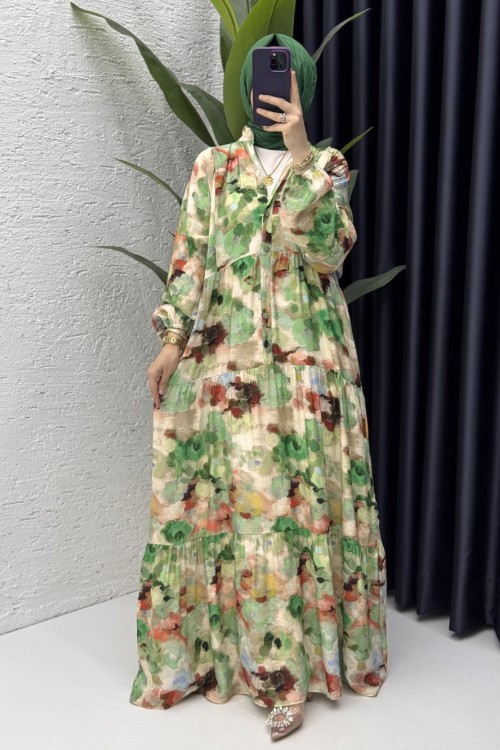 Helen Elbise Tesettür Giyim Yeşil