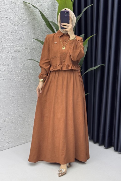 Hüda Elbise Tesettür Giyim Kiremit