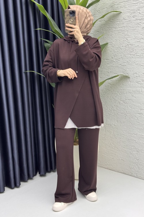 Hülya Takım Tesettür Giyim kızıl kahve