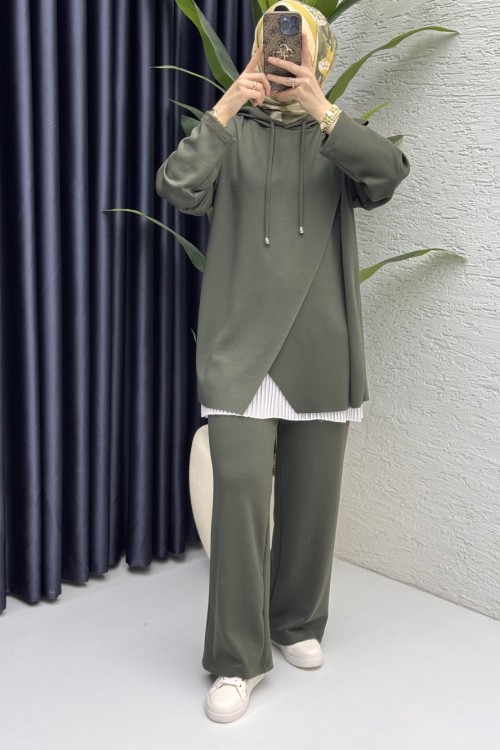 Hülya Takım Tesettür Giyim Haki