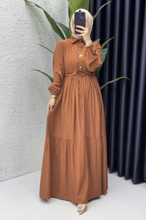 Hümeyra Elbise Tesettür Giyim Kiremit