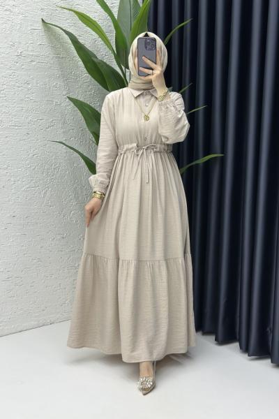 Hümeyra Elbise Tesettür Giyim Taş Rengi