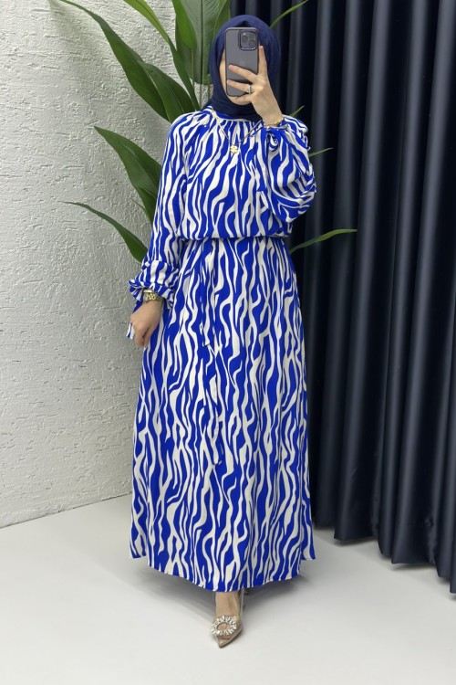 İkra Elbise Saks Mavisi