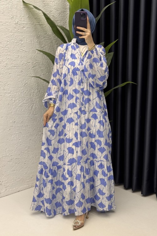 İnci Elbise Tesettür Giyim Mavi