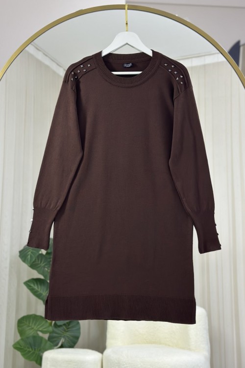 İnci Tunik Kahverengi