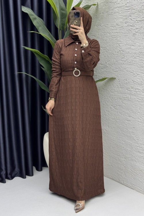 İncilay Elbise  Kahve