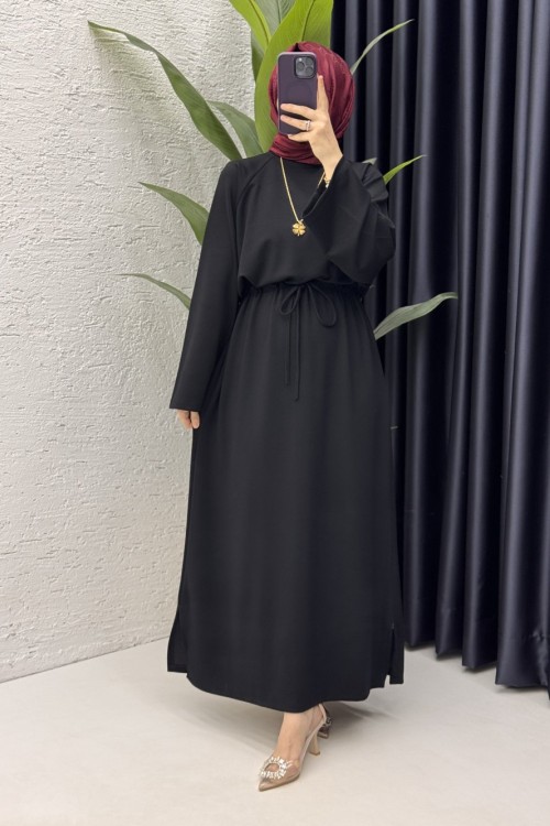 İpek Elbise Tesettür Giyim  Siyah