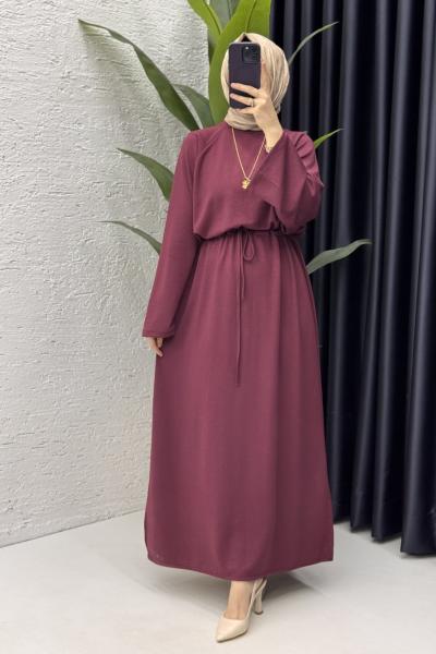İpek Elbise Tesettür Giyim  Bordo