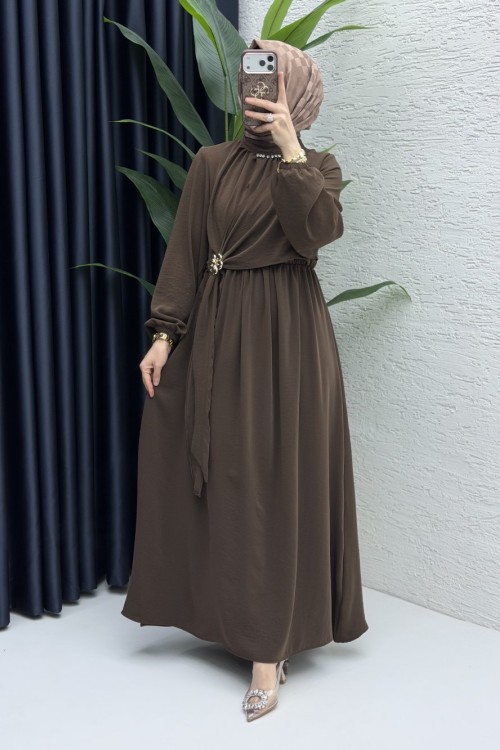 Jülide Elbise Tesettür Giyim  Kahve
