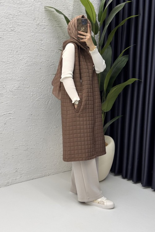 Kayra Kapitone Yelek Kahverengi