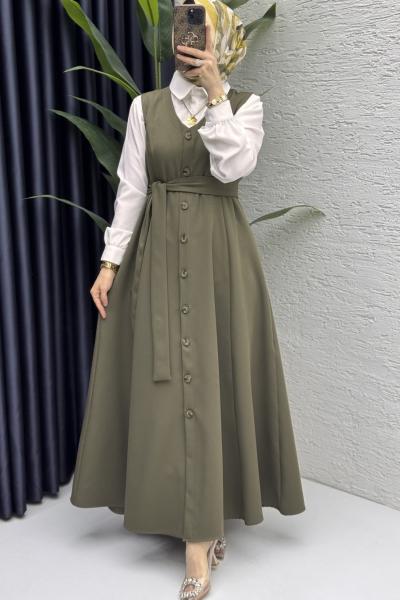 Kübra Jile Tesettür Giyim  Haki