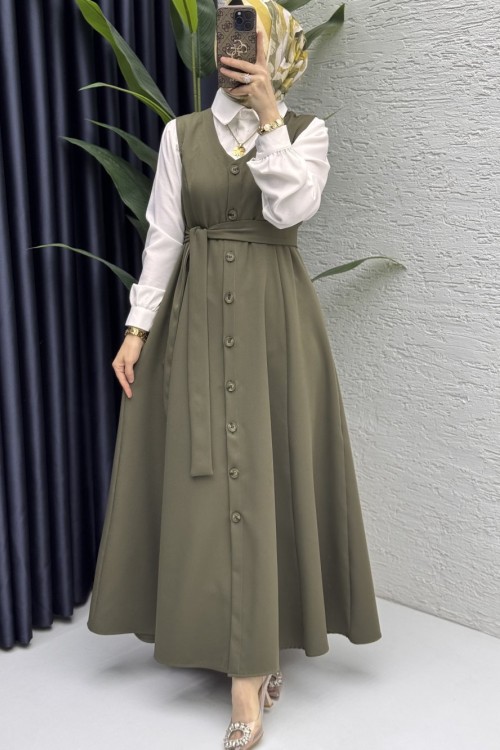 Kübra Jile Tesettür Giyim  Haki