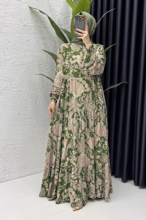 Kumsal Elbise Tesettür Giyim Haki