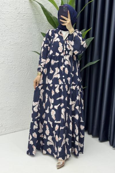 Lale Elbise Tesettür Giyim Lacivert