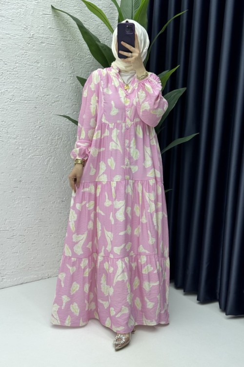 Lale Elbise Tesettür Giyim Pembe