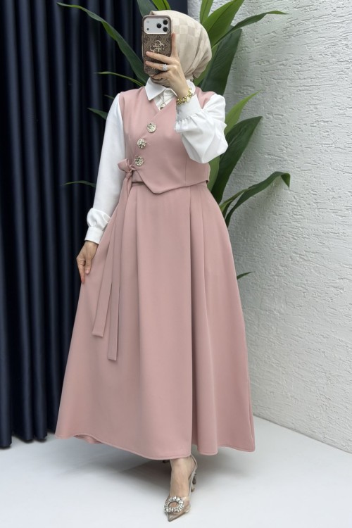 Lalezar Etekli Takım Tesettür Giyim  Gül