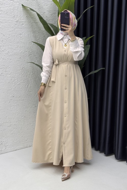 Lamia Jile Tesettür Giyim Taş Rengi