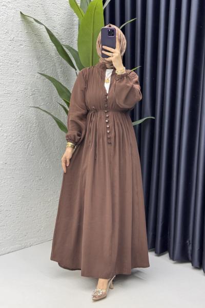 Lara Elbise Tesettür Giyim Kahverengi