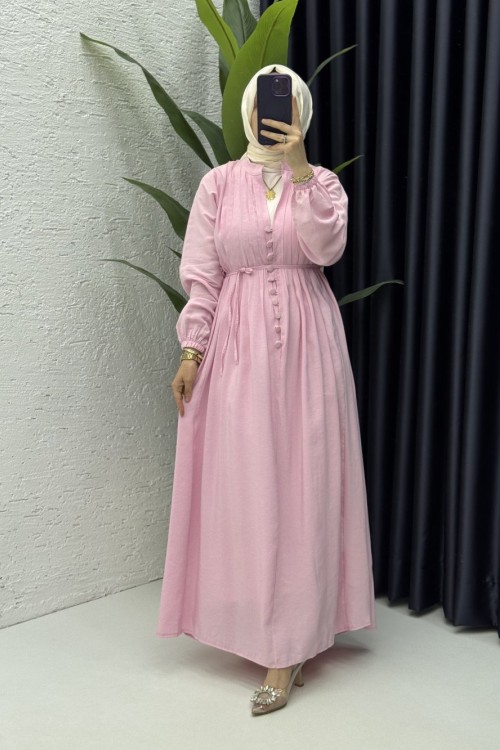 Lara Elbise Tesettür Giyim Pembe