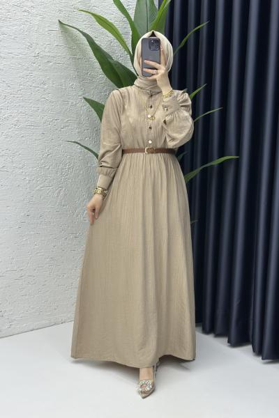 Latte Vera Tesettür Elbise Latte