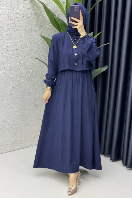 Livanur Elbise Tesettür Giyim Lacivert