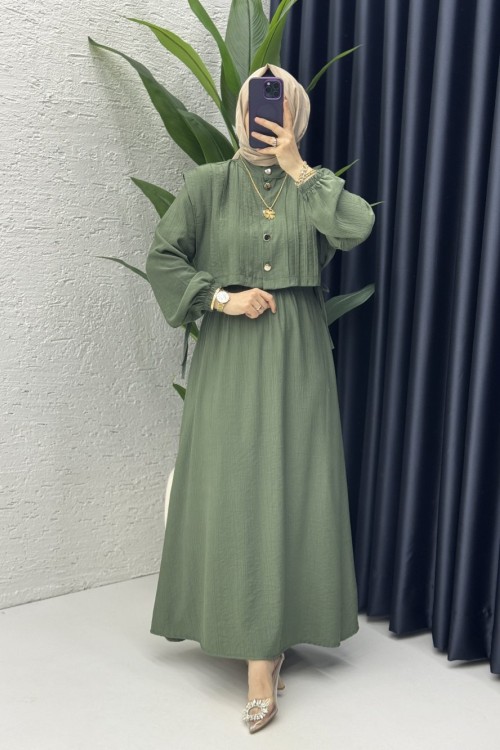 Livanur Elbise Tesettür Giyim Haki