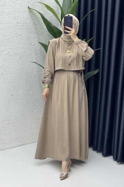 Livanur Elbise Tesettür Giyim Latte