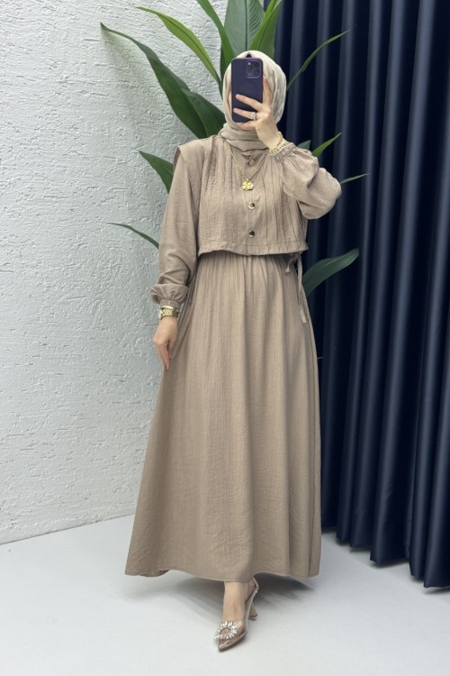 Livanur Elbise Tesettür Giyim Latte