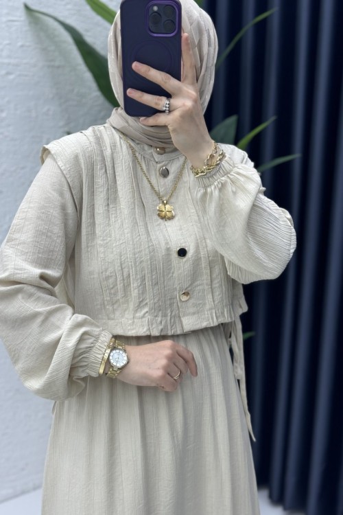 Livanur Elbise Tesettür Giyim Taş Rengi