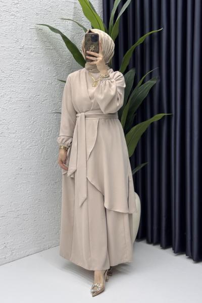 Mahinur Takım Tesettür Giyim Taş Rengi