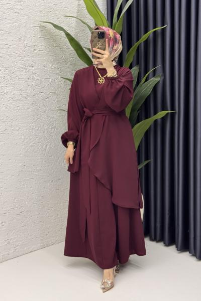 Mahinur Takım Tesettür Giyim Bordo