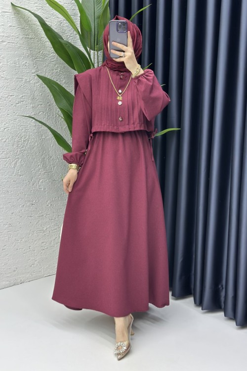 Mahinur Tesettür Elbise Bordo