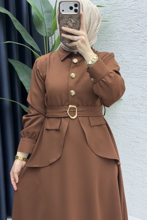 Mahira Elbise Tesettür Giyim Kahve