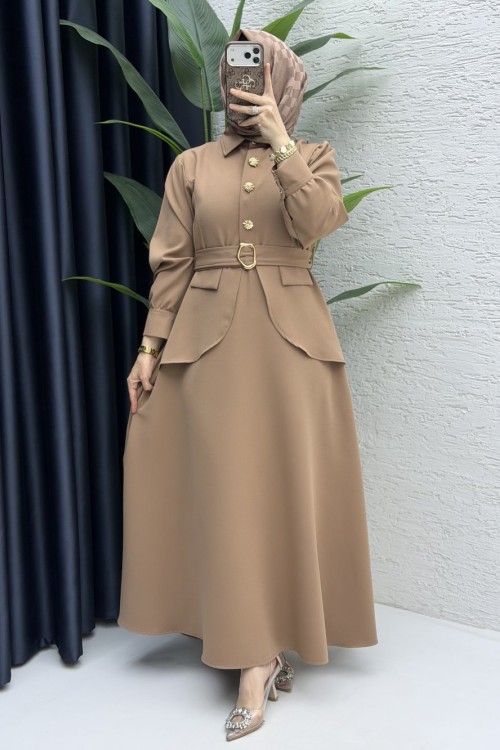 Mahira Elbise Tesettür Giyim Latte